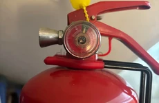 Fire! extinguisher with stand. Never used. Full. For car or home Fire extinguisher with stand. Never used. Full. For car or home Fire extinguisher with stand. Never used. Full. For car or home